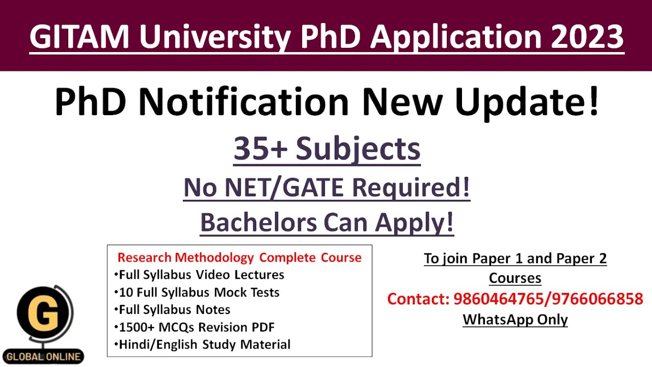 GITAM University PhD Notification 2023 New Update|GITAM University Research Admissions Test Update|