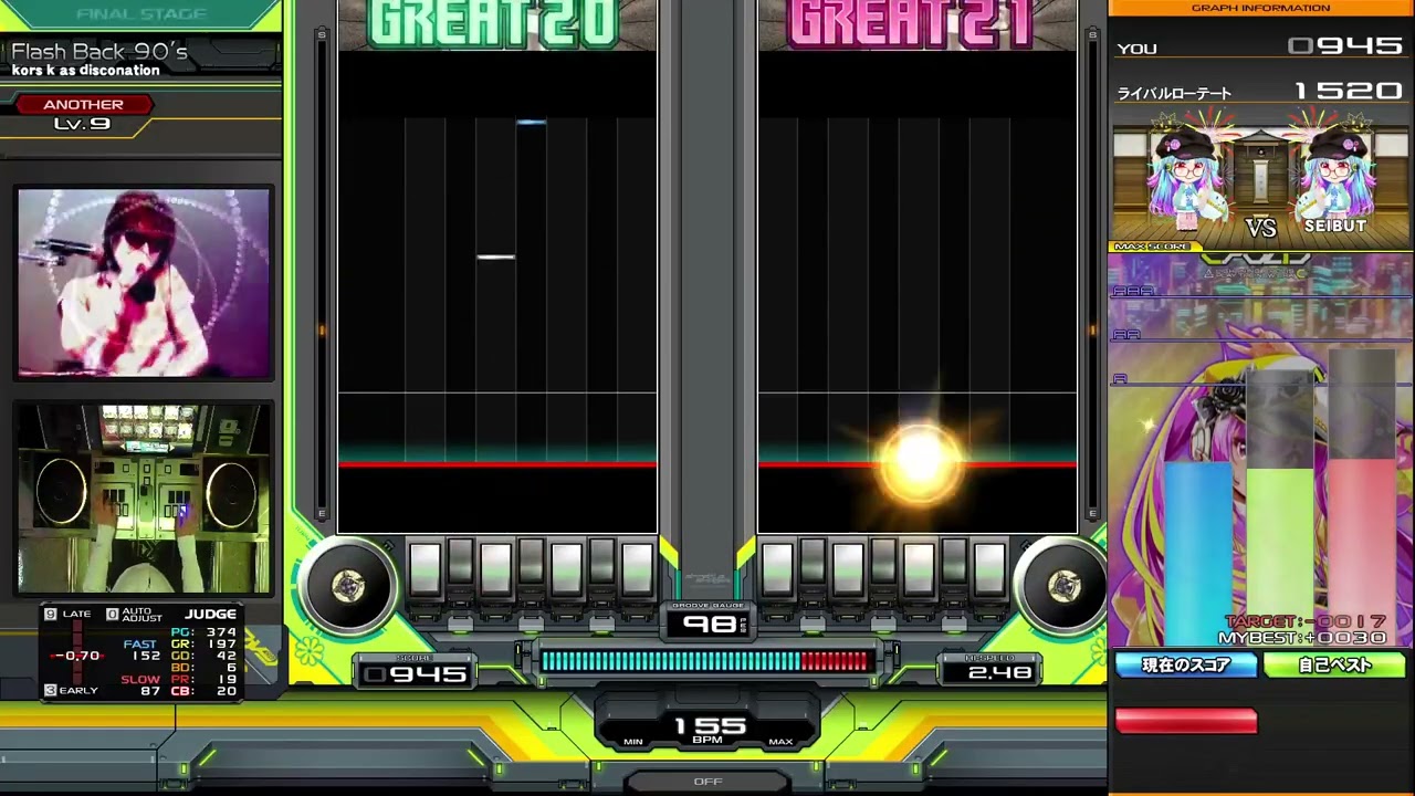 【beatmania IIDX】Flash Back 90's / kors k as disconation DPAクリア【DP7段】
