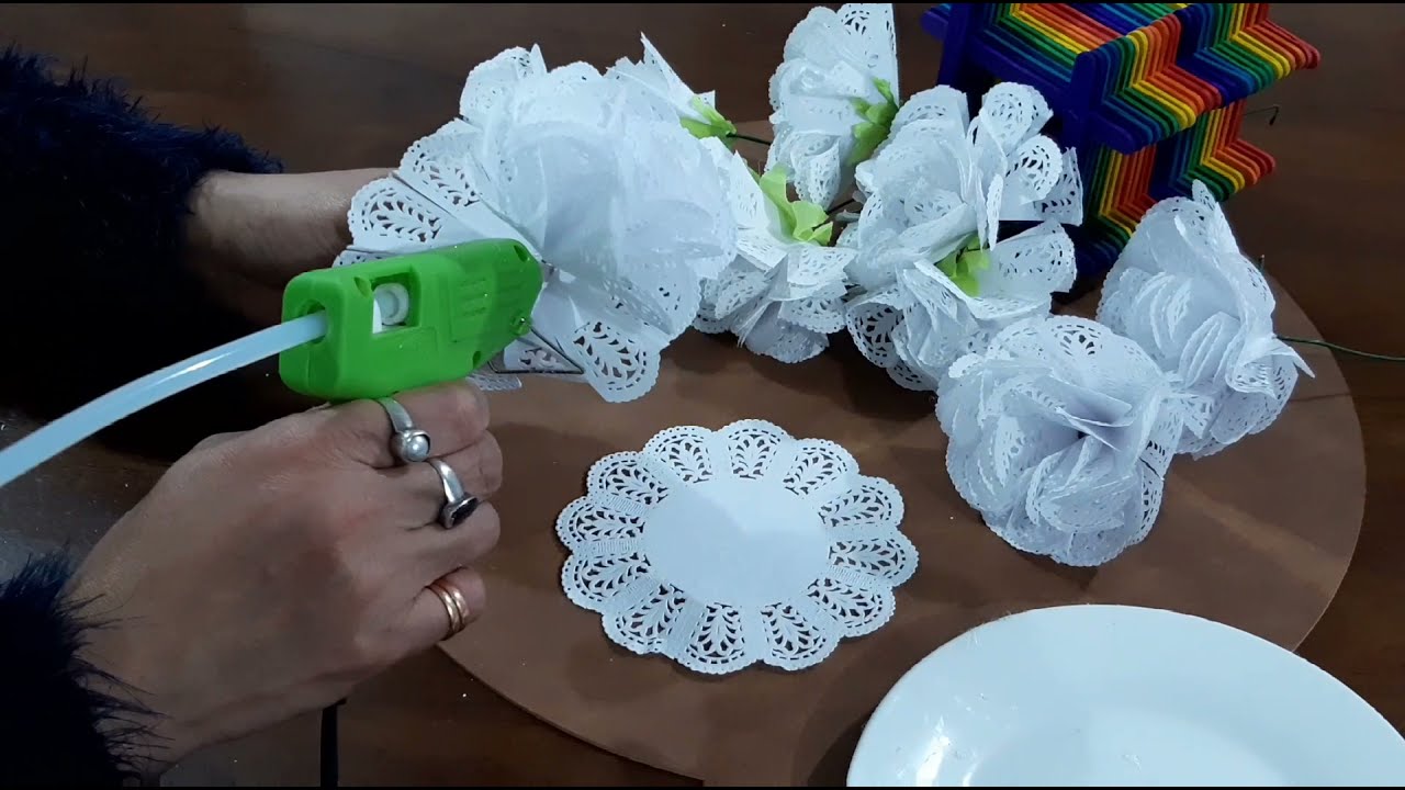 Paper Lace Doily Flower | Beautiful creation | Amazing craft easy ideas.