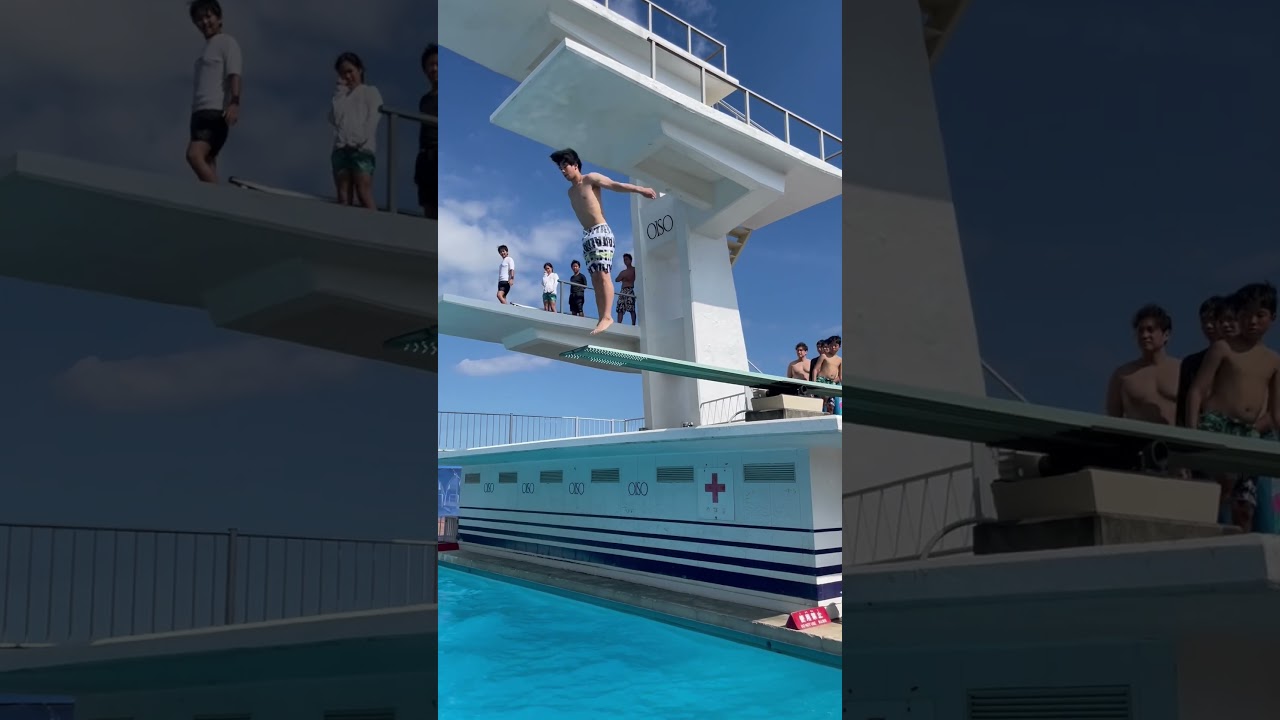 体操選手が飛び込み初めてやるとこうなる。#大磯ロングビーチ#神奈川#茅ヶ崎#体操#プール#飛び込み#水泳#アクロバット#夏