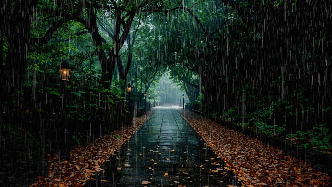 Heavy Garden Rain on Stone Path 🌧️ Soothing Nature Sounds for Deep Sleep & Stress Relief