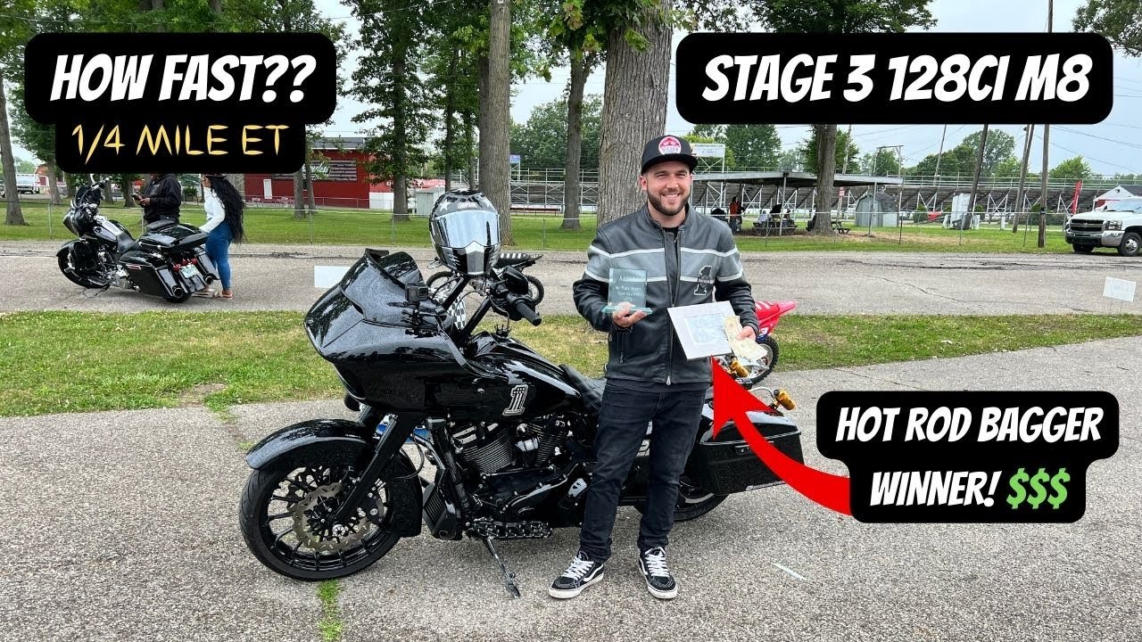 TOOK MY STAGE 3 HARLEY DAVIDSON ROAD GLIDE TO THE TRACK! *1/4 MILE DRAG RACING*