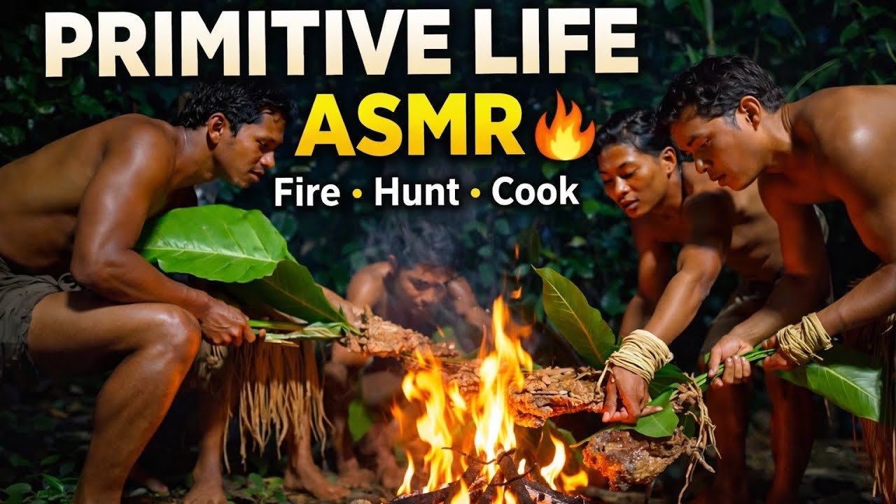 &ldquo;ASMR Kehidupan Manusia Hutan Primitif 🌿 Api, Berburu & Masak Alami | 8K Ultra HD&rdquo;
