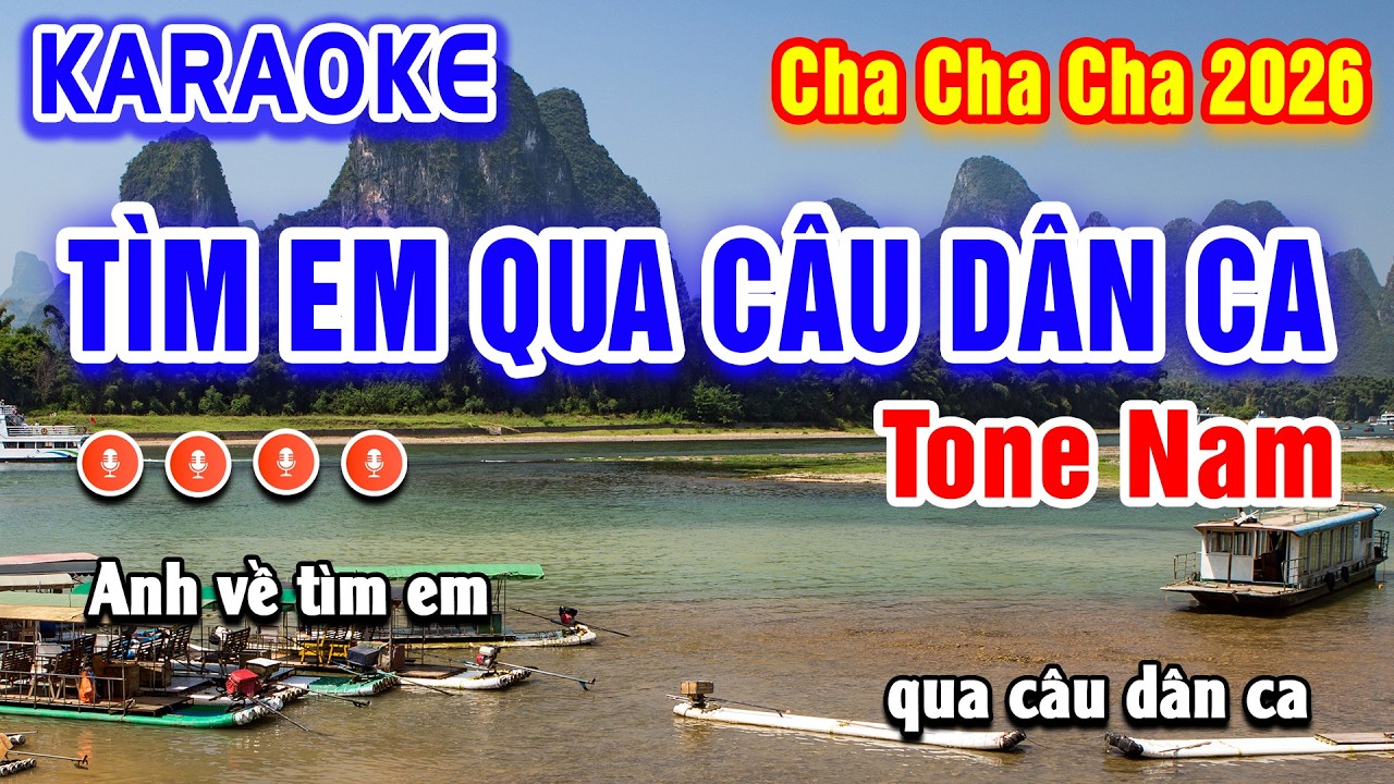 Tìm Em Qua Câu Dân Ca Karaoke Cha Cha Cha Phối Mới Tone Nam | Beat Hay Dễ Hát | PVQ Karaoke