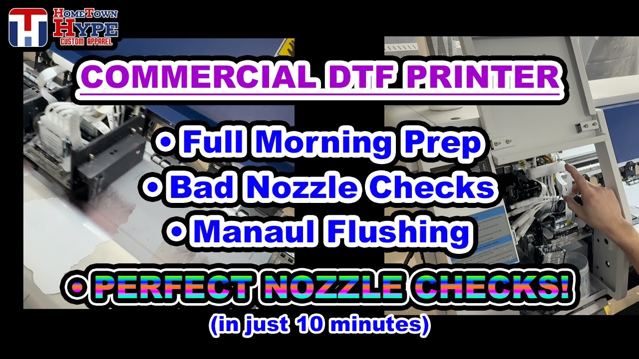 DTF Printer: Morning Prep, bad nozzle checks, troubleshooting, flushing, to PERFECT nozzles checks!
