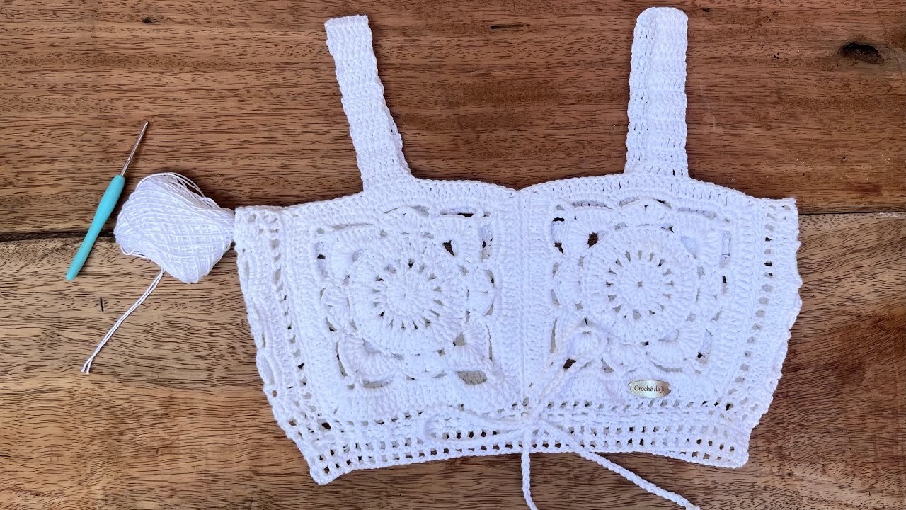 Aula completa cropped branco em crochê ! Blusa de crochê ! Vestimenta em crochê ! Roupas em crochê !