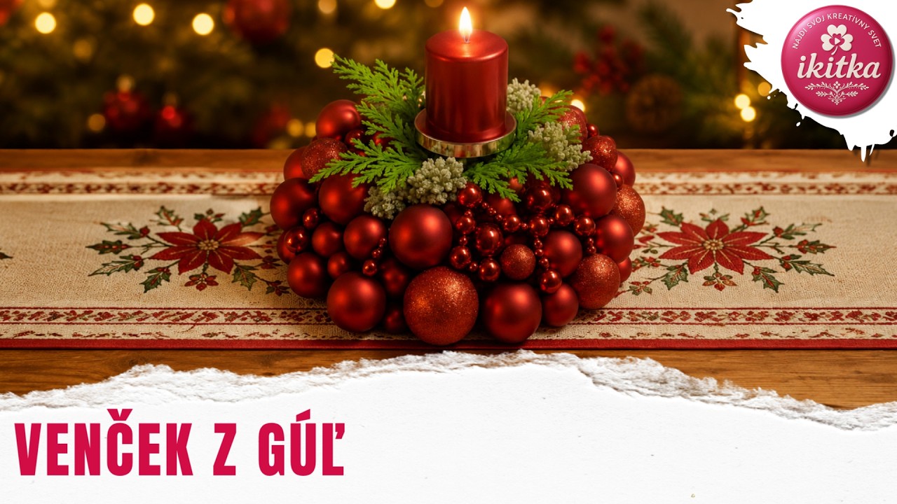 🎄 Vianočný venček z nerozbitných gúľ so sviečkou │ DIY vianočná dekorácia na stôl