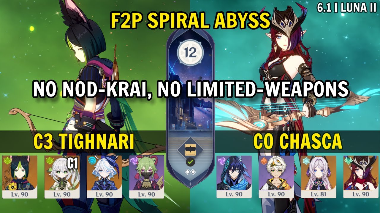 C3 Tighnari Quickbloom & C0 Chasca Overmelt | F2P Spiral Abyss 6.1 Floor 12 |  Genshin Impact