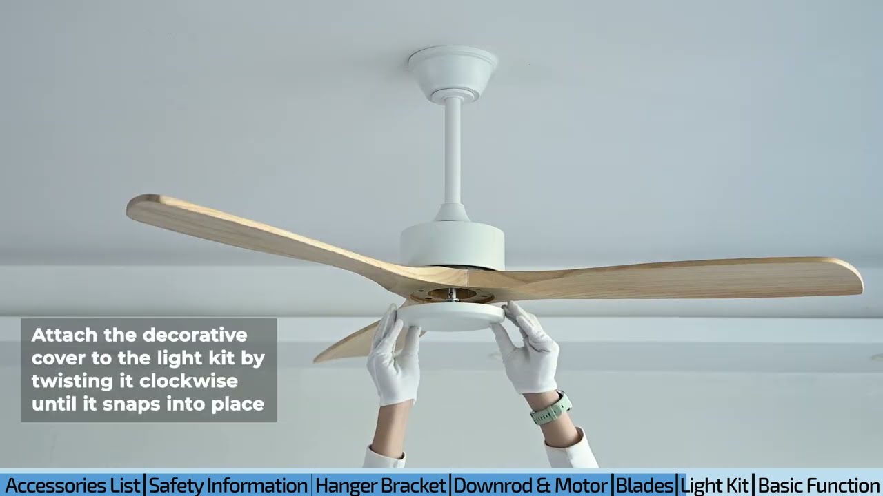 How to install addlon 52 inch Wood 3 Blades Ceiling Fans with Lights, Downrod Mount, Ceiling Fans