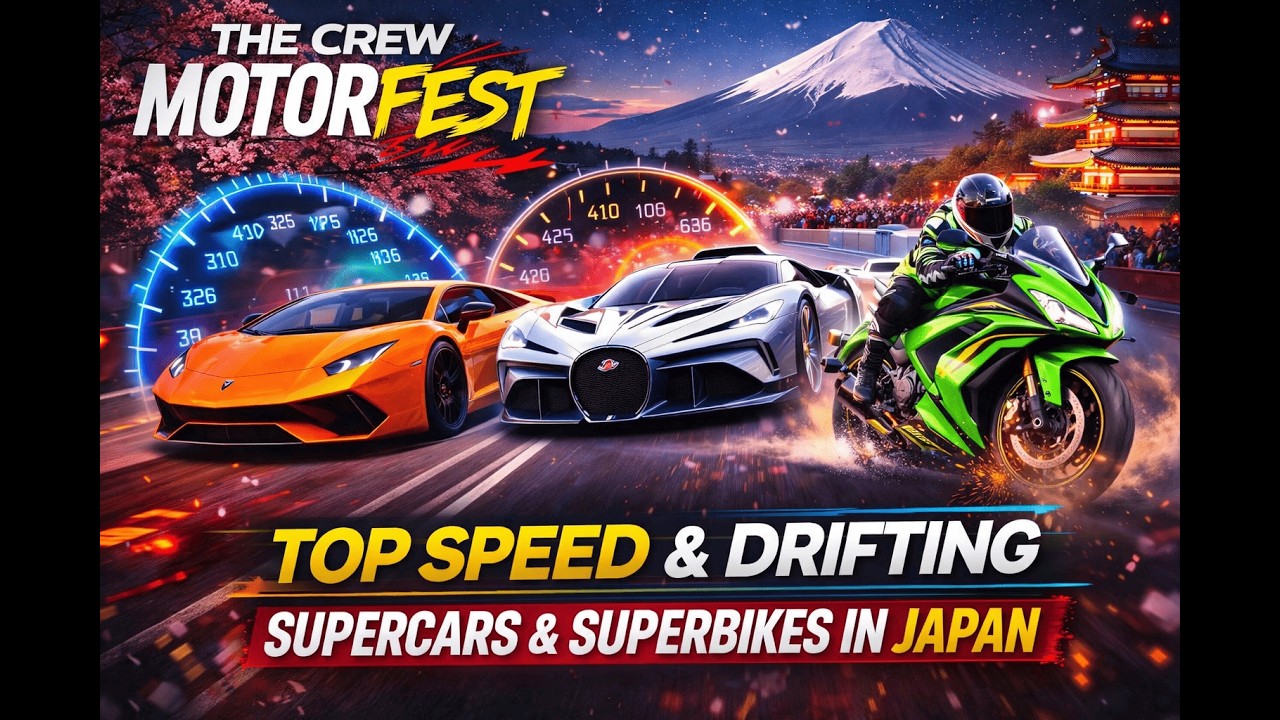 Supercars vs Superbikes Top Speed Test | Japan Drifting in Crew Motorfest