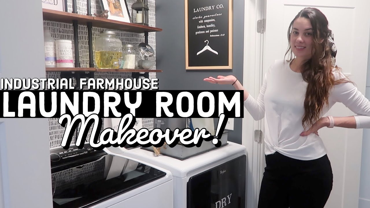 *LAUNDRY CLOSET MAKEOVER!💕(Small Laundry Room Organization) BEFORE + AFTER | Farmhouse Laundry Room