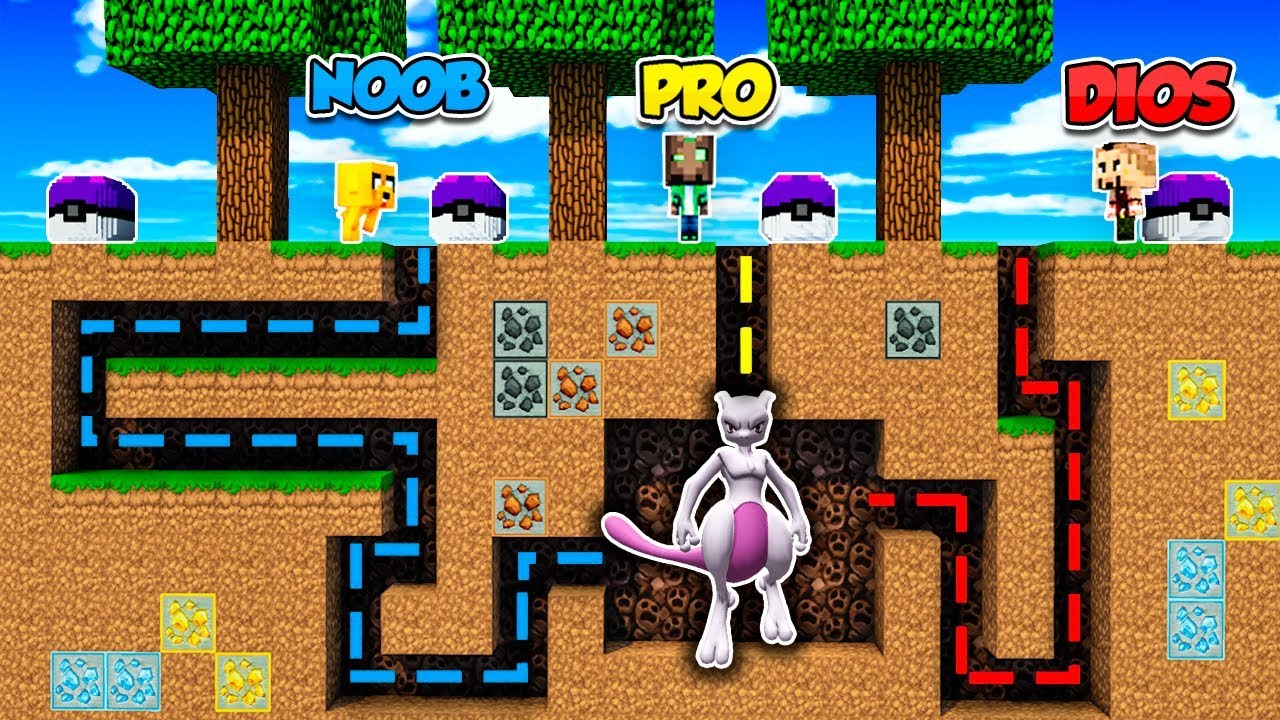 MINECRAFT: NOOB VS PRO VS DIOS VS MEWTWO MUTANTE | LUCKY BLOCKS PIXELMON MOD