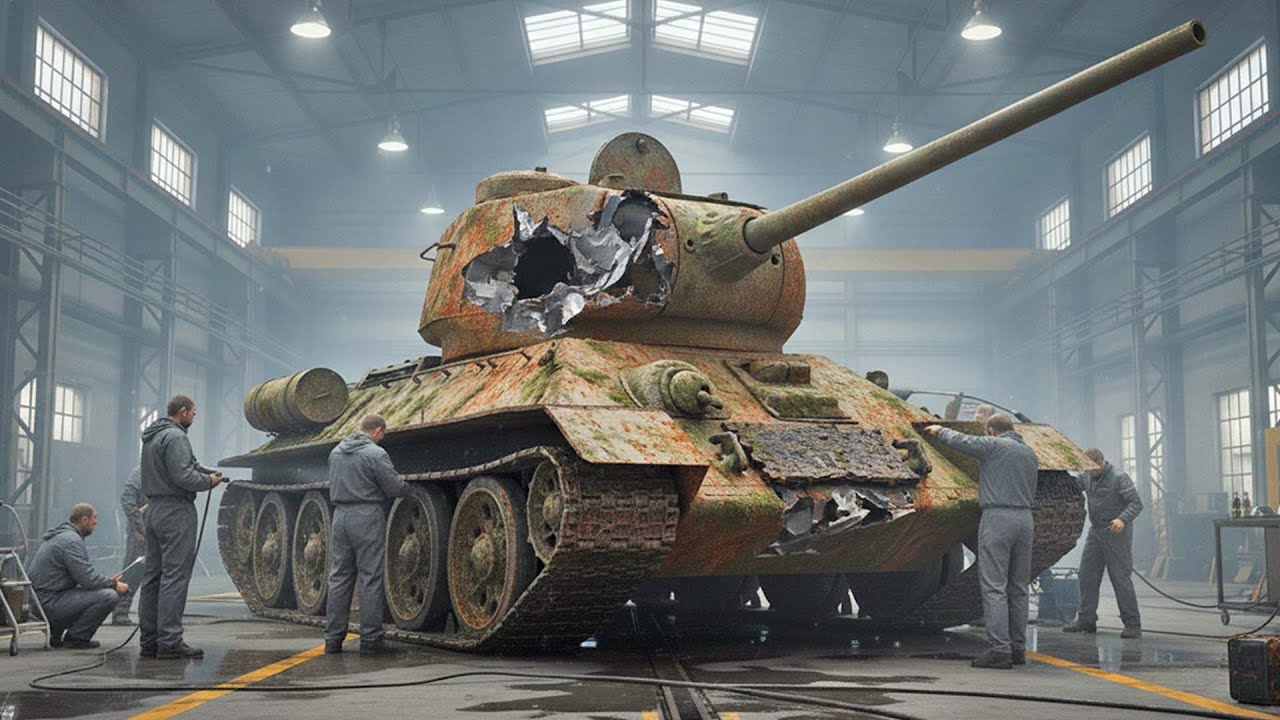 The Restoration Process Of A Soviet T-34 Battle Tank Buried During The Great Patriotic War In 1945