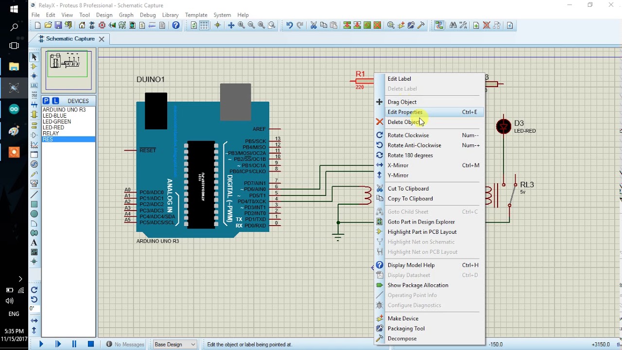 Relay to LED Simulation - Proteus