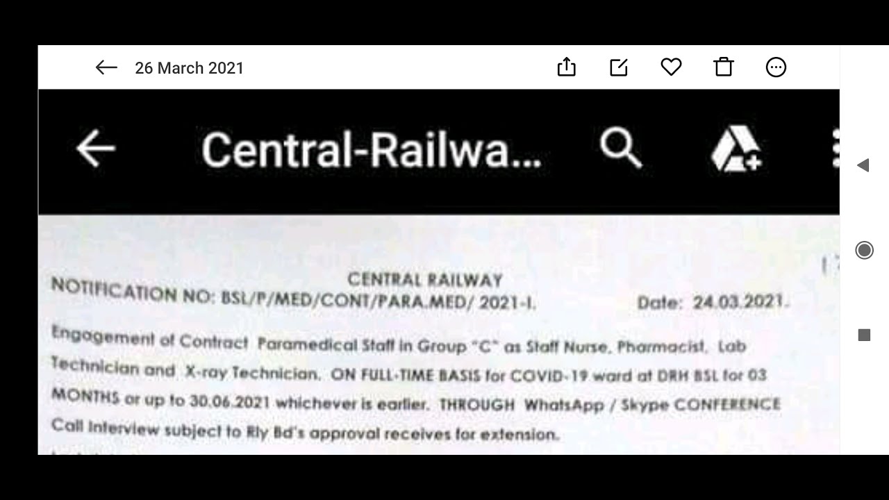 RAILWAY JOBS | CENTRAL RAILWAY GOVT JOB | STAFF NURSE | LAB TECHNICIAN | X-RAY TECHNICIAN | PHARMACY