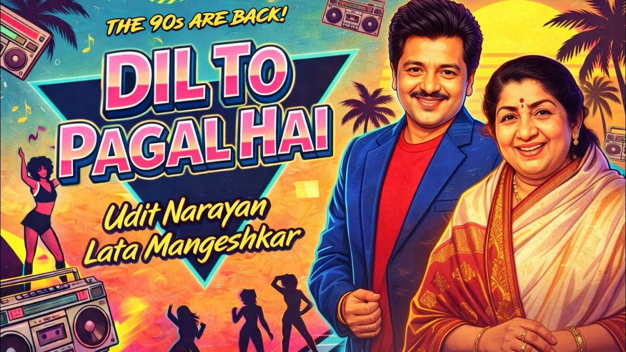 Dil To Pagal Hai – 90’s Romantic Version | Udit Narayan & Lata Mangeshkar | Retro Love Song 💖