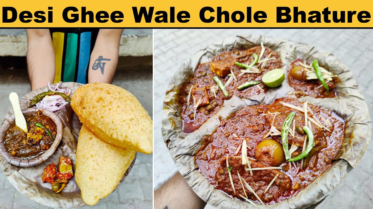 Purani Delhi ke Desi Ghee Wale Chole Bhature aur Aloo Pyaz ki Sabzi || Indian Street Food