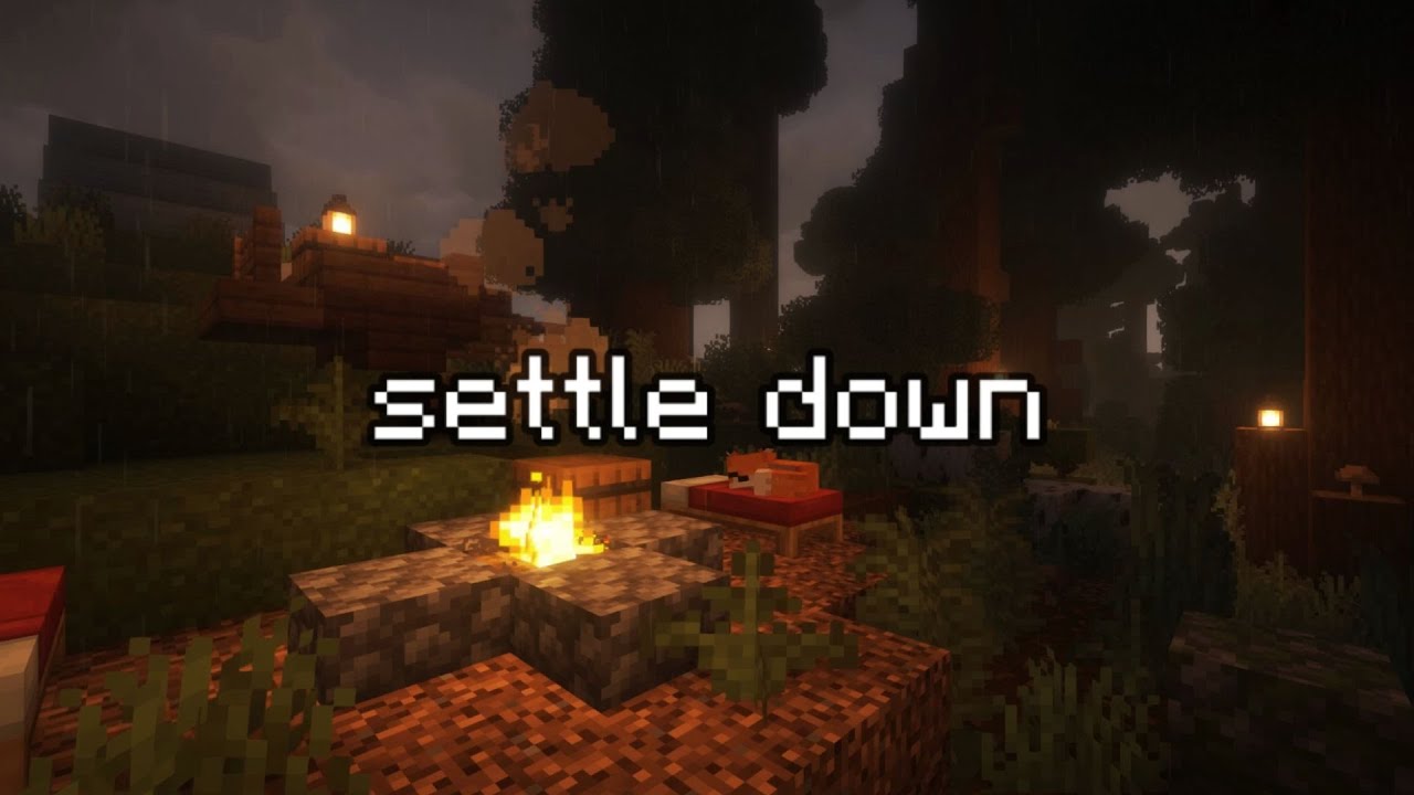 🌲 you've wandered far, take a rest... minecraft music, rain and campfire sounds ambience