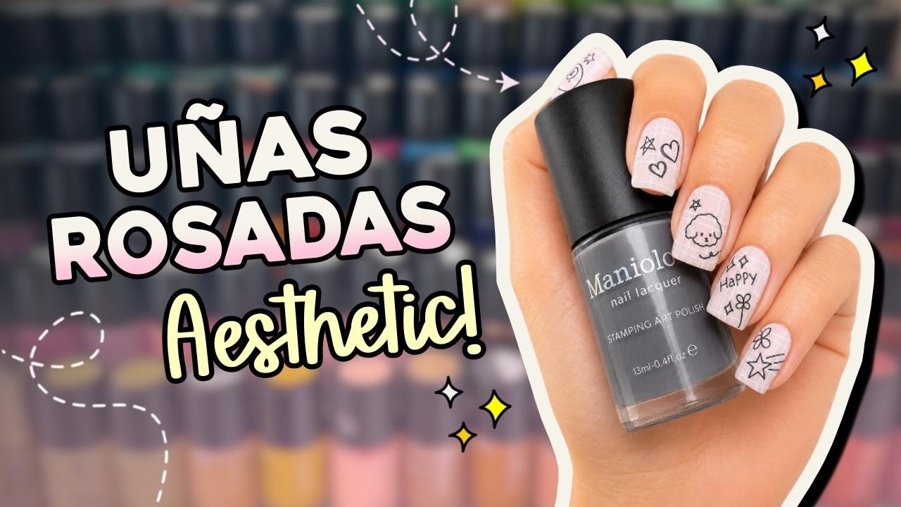🩷 UÑAS ROSADAS AESTHETIC · Diseños tiernos en uñas cortas 🐻