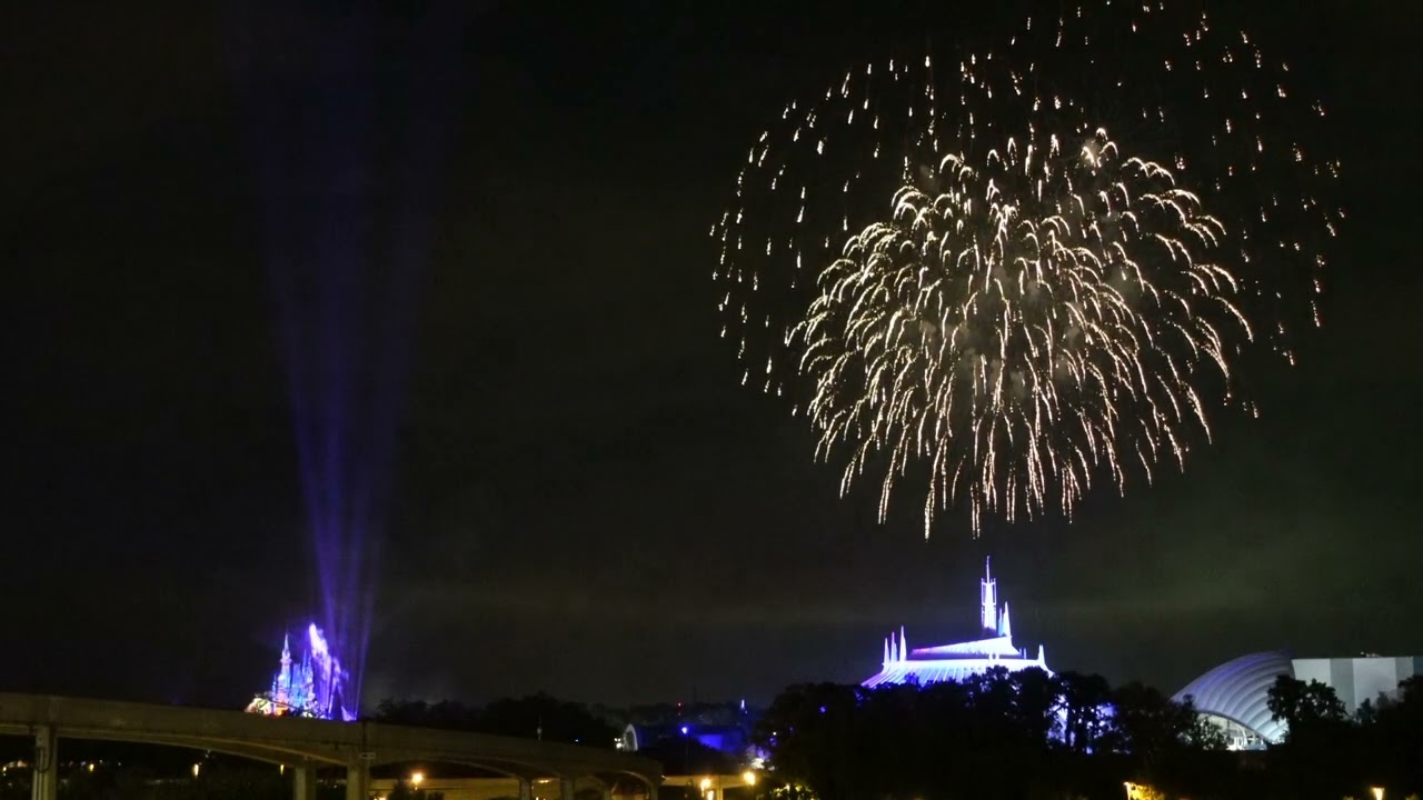 Disney's Enchantment Fireworks from Bay Lake Tower Skywalk Bridge