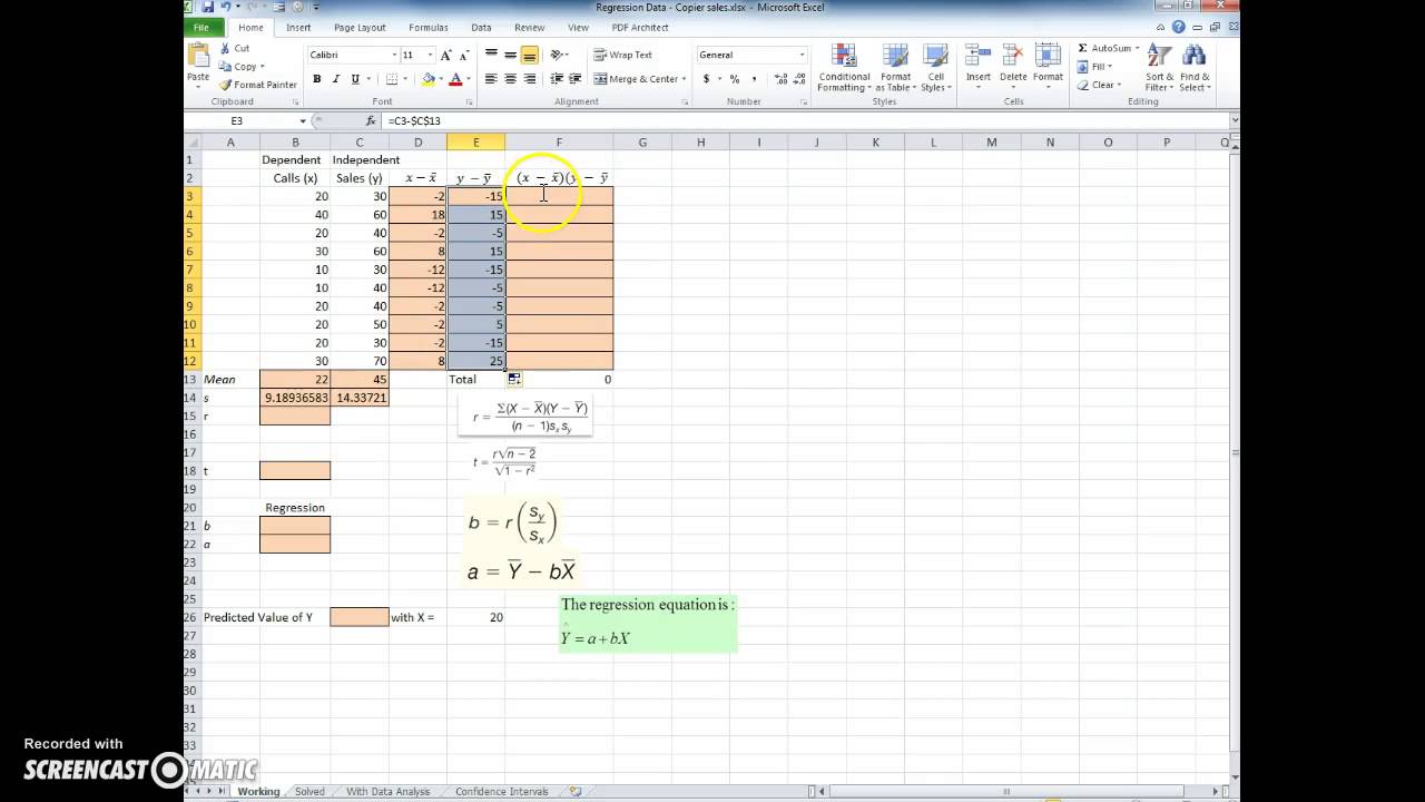 Microsoft Excel: Learn to compute a single Regression Analysis