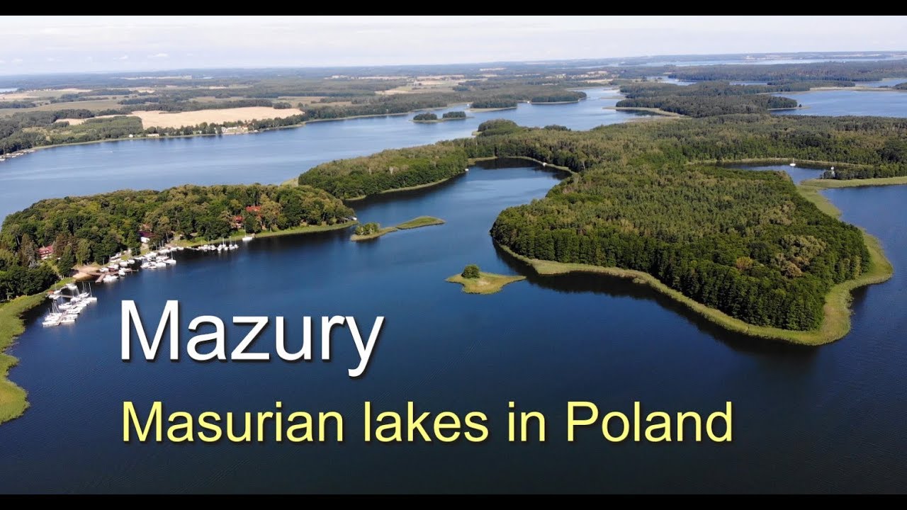 Mazury z lotu ptaka. Masurian Lakes 4K in Poland. Wakacje 2022 w Polsce.