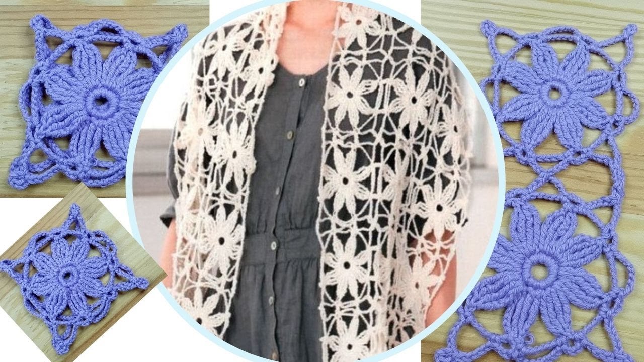 Красивейшая шаль за пару часов  Простой мотив крючком