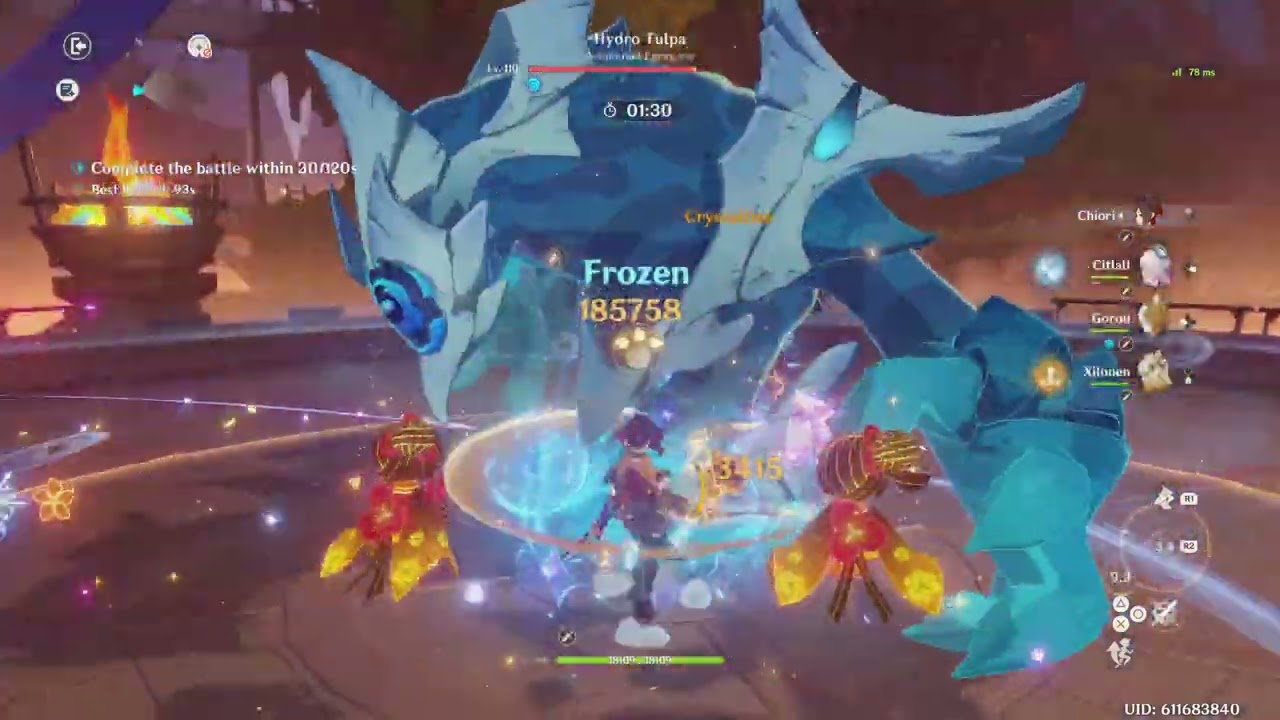 C6 Chiori vs Hydro Tulpa (Stygian Onslaught Stage 6 (90s))