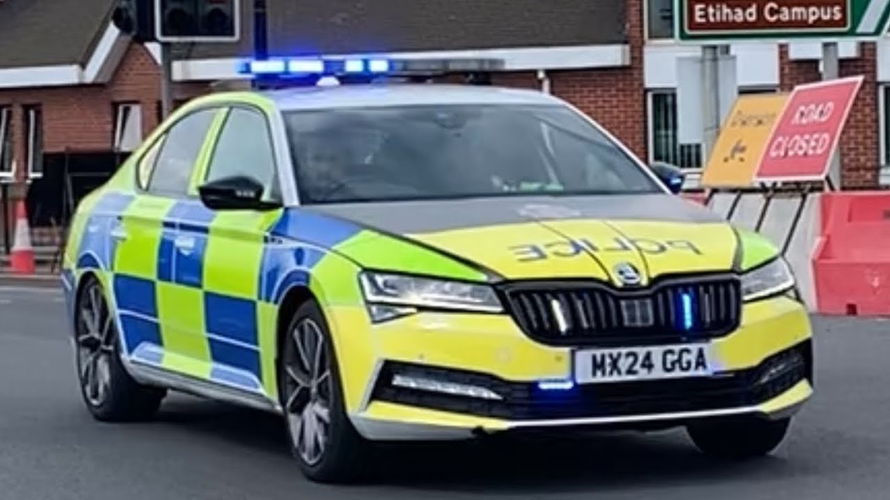 Marked 24 Plate Skoda Superb Saloon Roads Policing Unit Responding Greater Manchester Police 