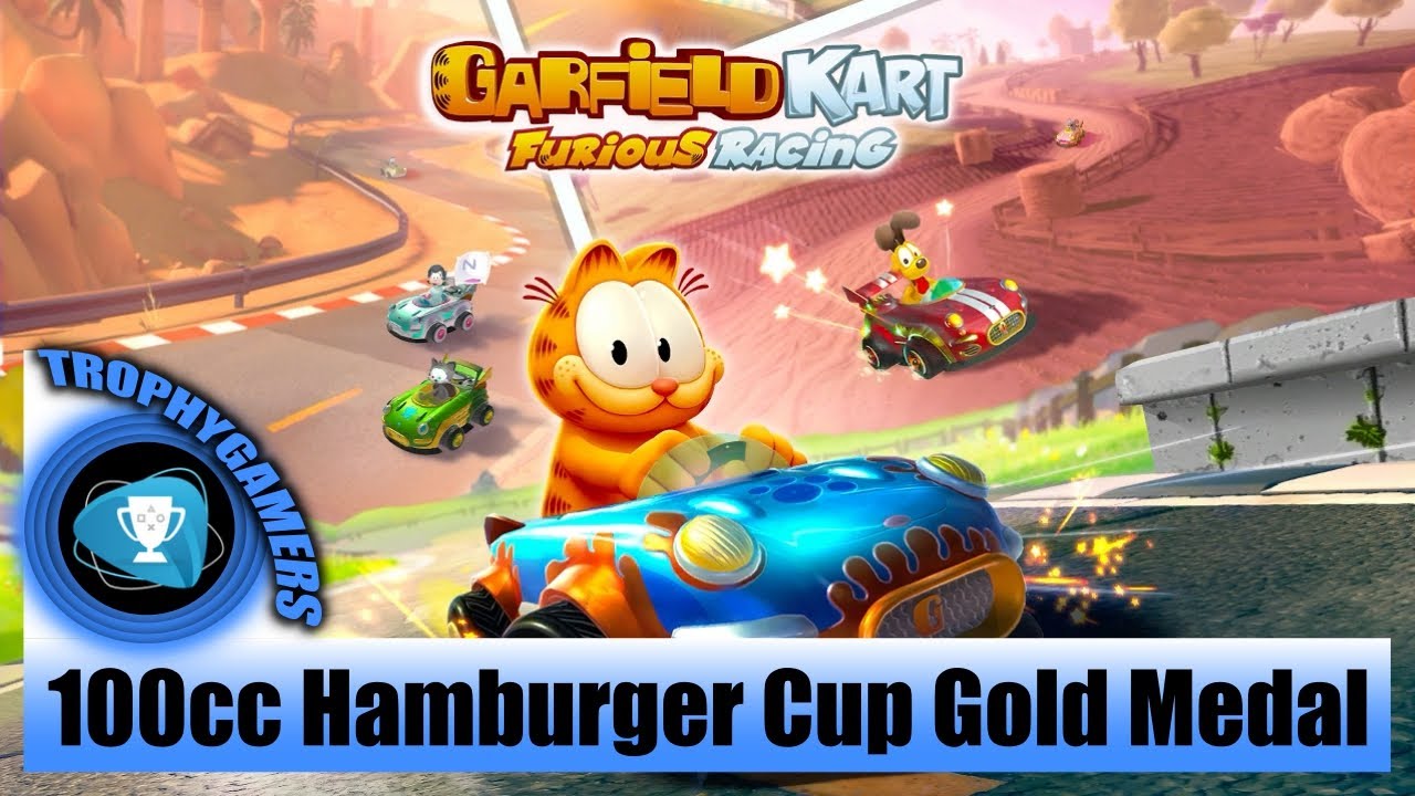 Garfield Kart Furious Racing - 100cc Hamburger Cup Grand Prix Gold Medal Nermal Gameplay Video