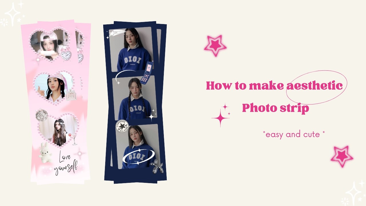 How to Make Aesthetic Photo Strip in Canva | Easy Tutorial for Beginners 🩷✨