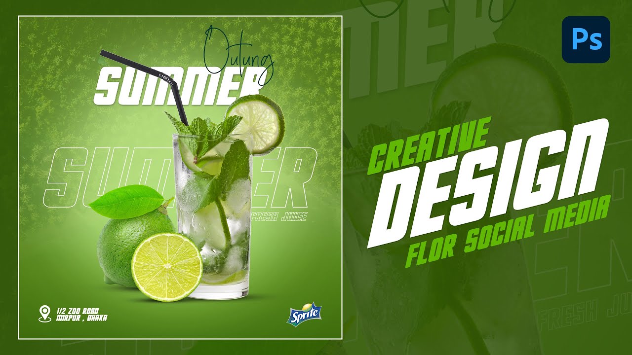 Social Media Content Design for Fresh Juice - Photoshop cc 2022