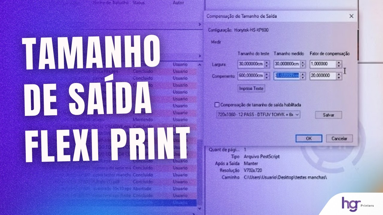 Compensação do Tamanho de Saída no Flexi print   Photoprint Impressora UV HGR Printers