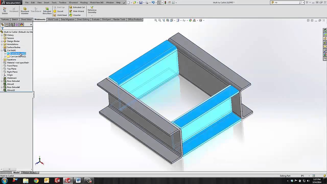 SOLIDWORKS – Converting Multibody to Weldment