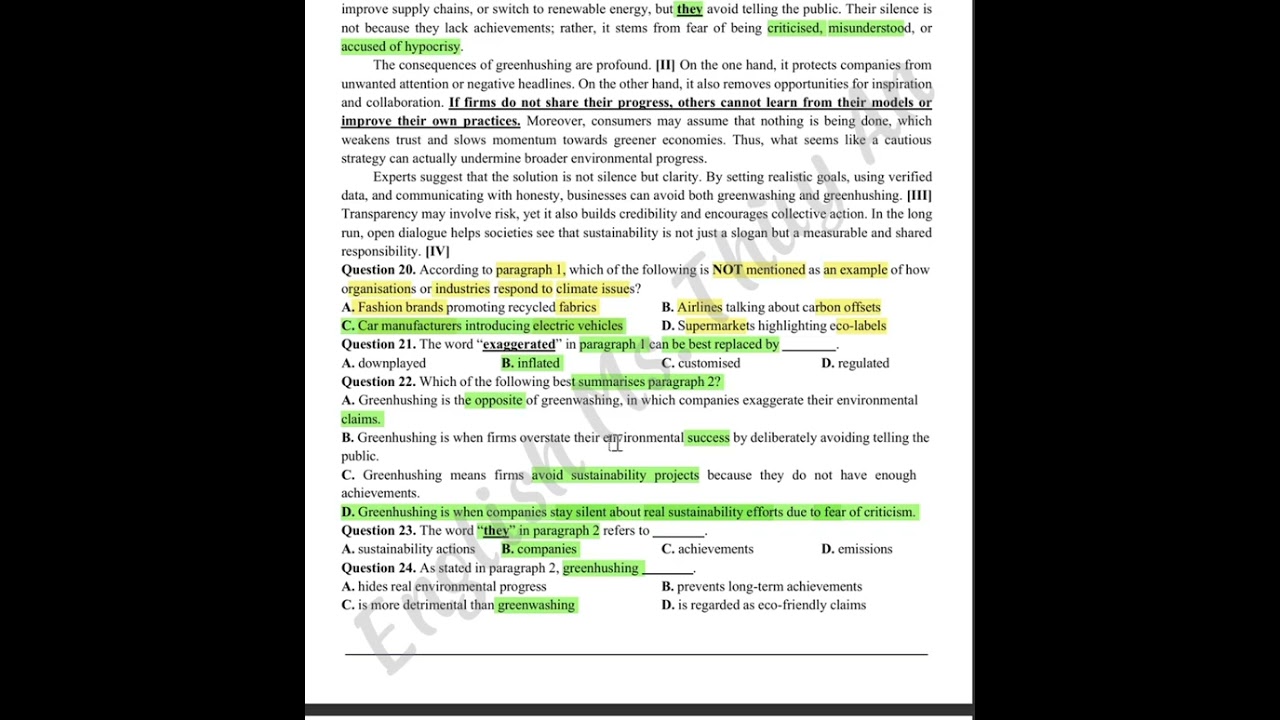 Sửa đề ôn thi giữa học kỳ I - Tiếng anh 12 - Đề số 2 - (Phần 4) cho học sinh lớp 12 💚