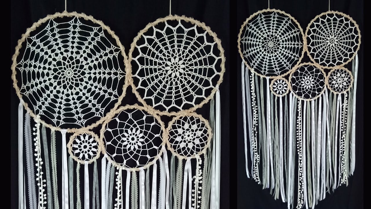 DIY How to make Crochet Doily Dream Catcher | Giant Crochet Dream Catcher