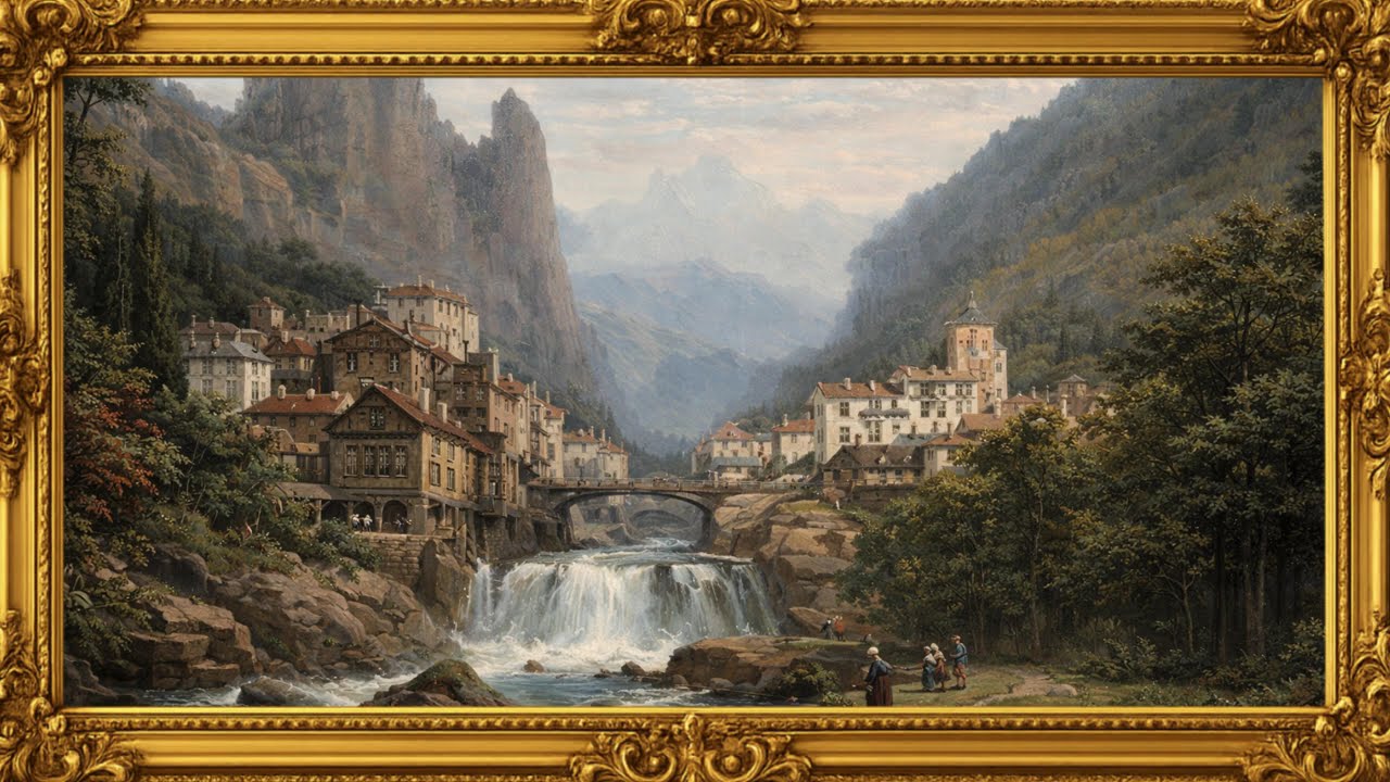 TV ART | Stone Valley Passage | Soft Piano | Oil Painting