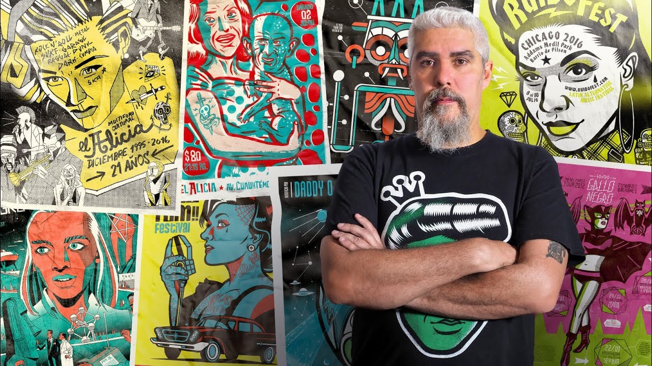 Curso Online. Ilustración para carteles de rock