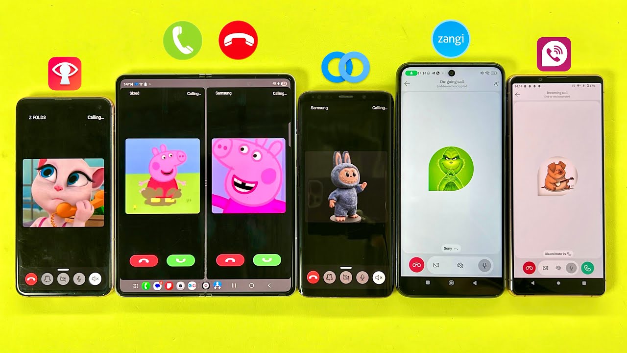Incoming Call Social Networking Skred + Twinme + Zangi + TeleGuard on Samsung Z Fold3/ S10e/ S9 