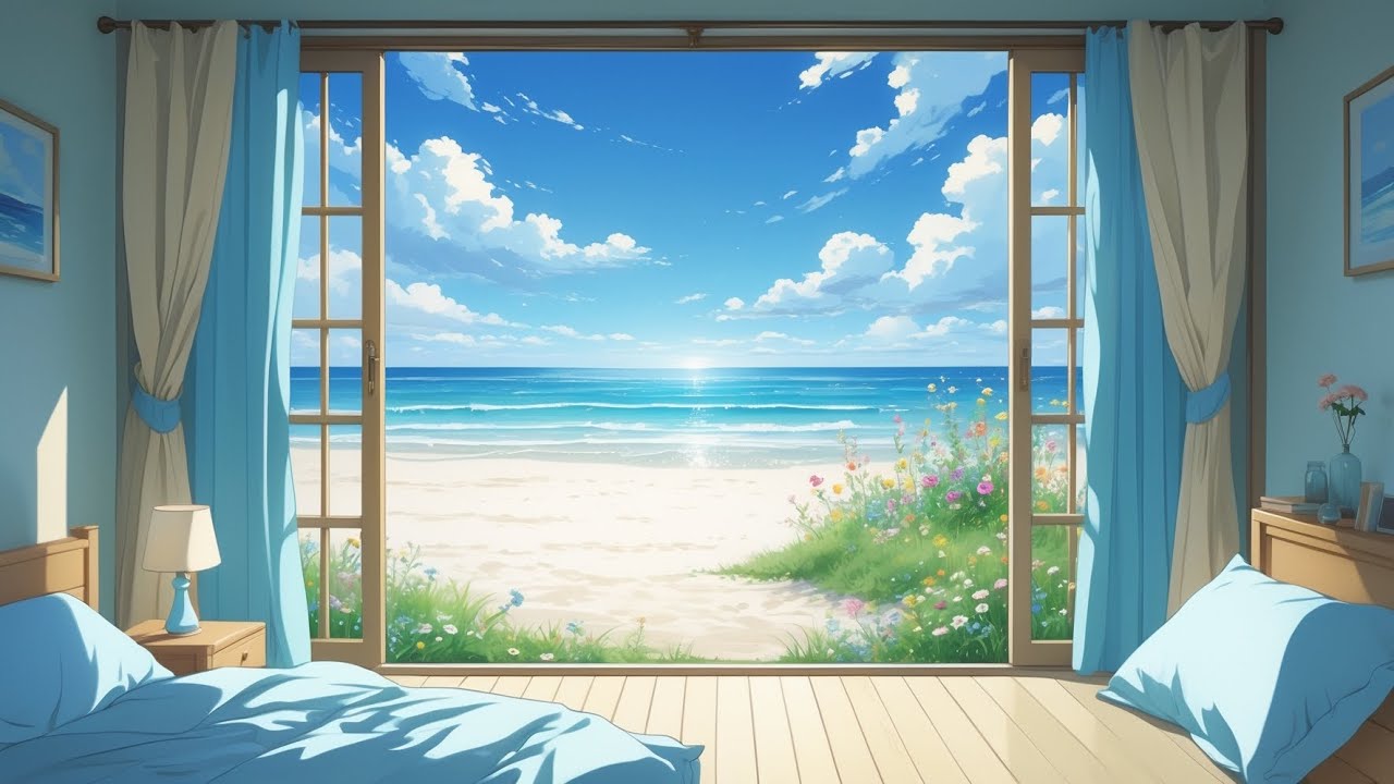 Seaside Bedroom Vibes 🌊 Calm Study Lo-Fi Music with Ocean View for Inner Peace & Brighten Your Mood