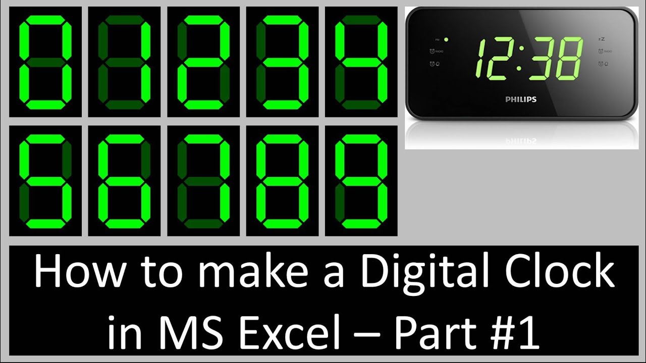 How to make a realistic looking digital clock in MS Excel - Part #1