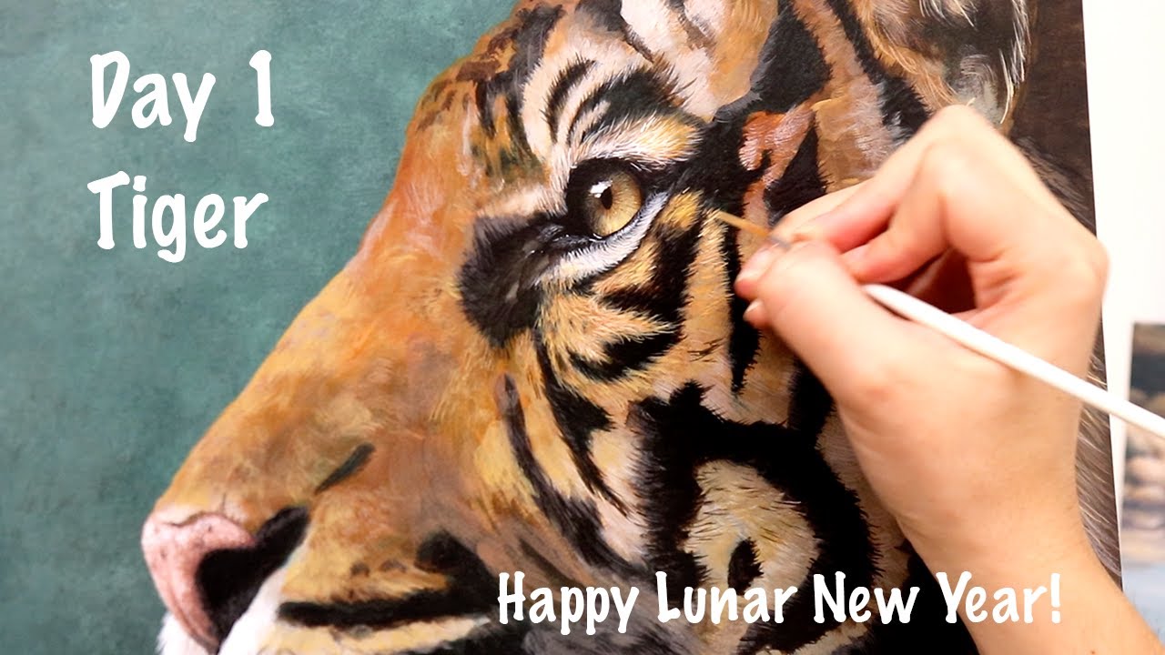 Hyper Realistic Animal Painting | Day 1 of 31 Tiger Time Lapse