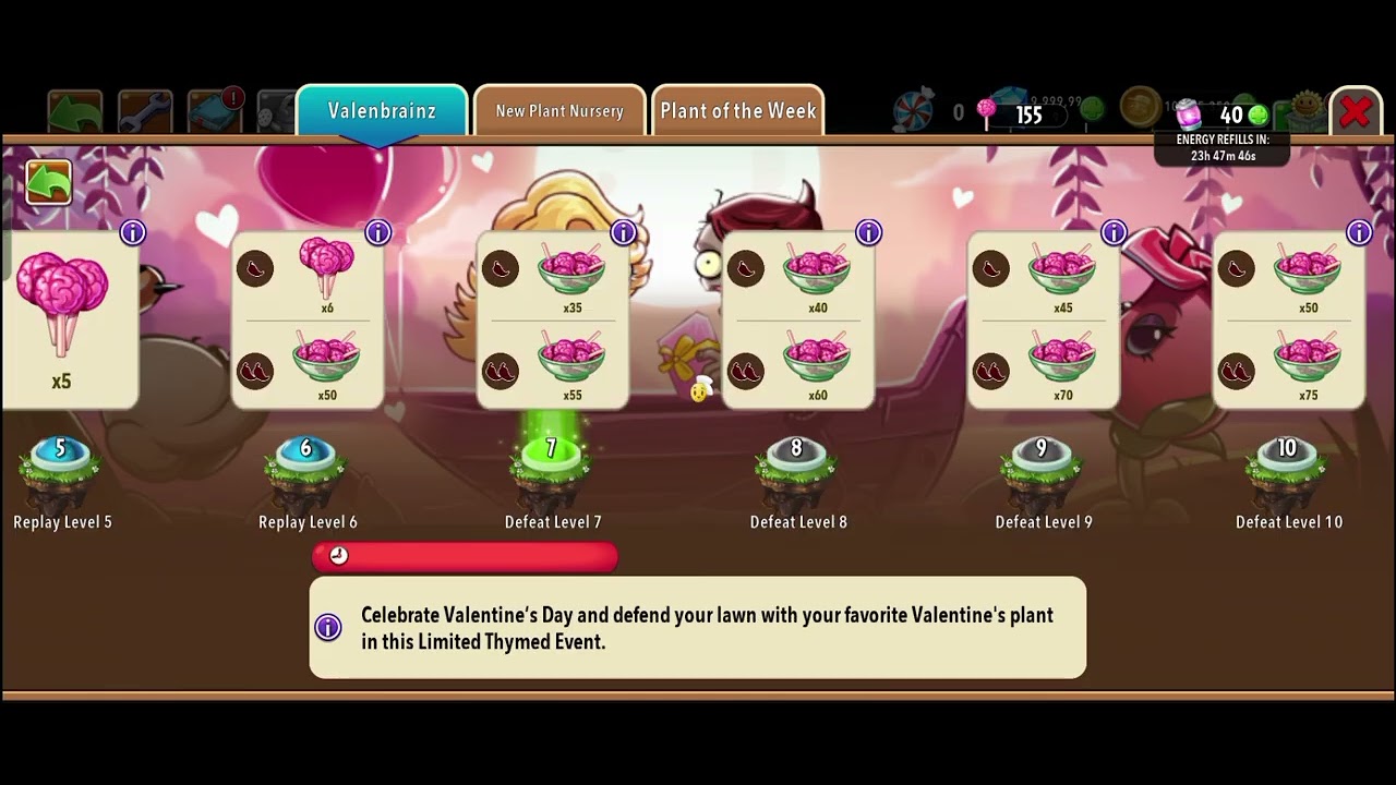 PvZ 2 Event#57:Valenbrainz Level 5-8(Easy Mode)