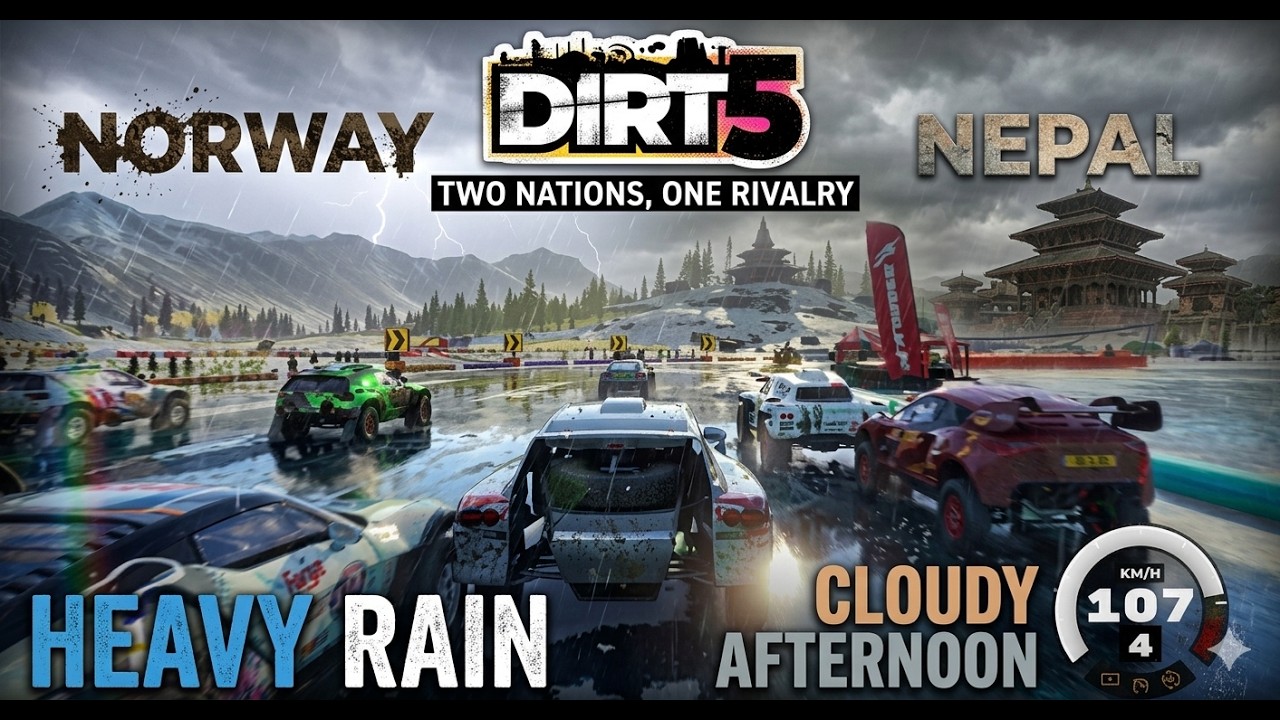 VW Baja, Nepal, cloudy afternoon | Ford RS MK2, Norway, heavy rain