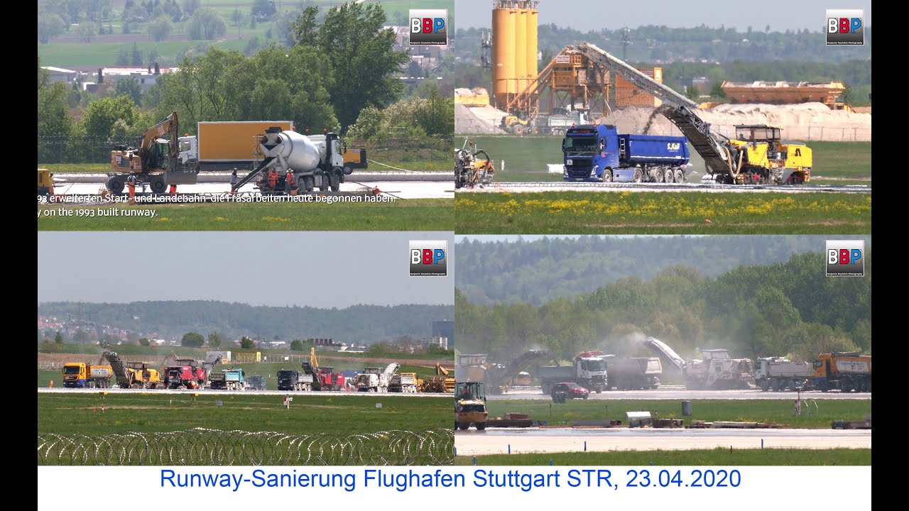 Runway Renewal / Sanierung Flughafen Stuttgart STR - WIRTGEN W 250 Fleet, Germany, 23.04.2020.