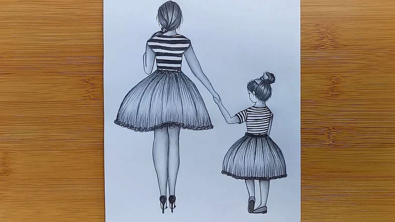 Рисунок ко Дню матери карандашом для начинающих — шаг за шагом