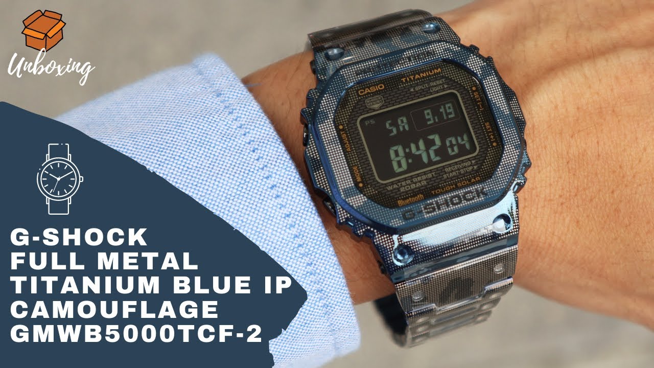 Unboxing 2020 G-Shock Full Metal Titanium Blue IP Camouflage GMWB5000TCF-2