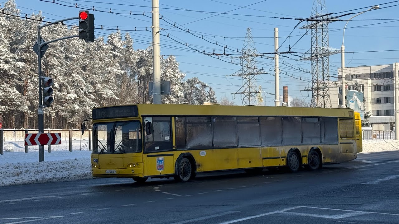 Минск, поездка в автобусе МАЗ-107.466,г/№ АЕ 9513-7, марш.113с (18.01.2026)