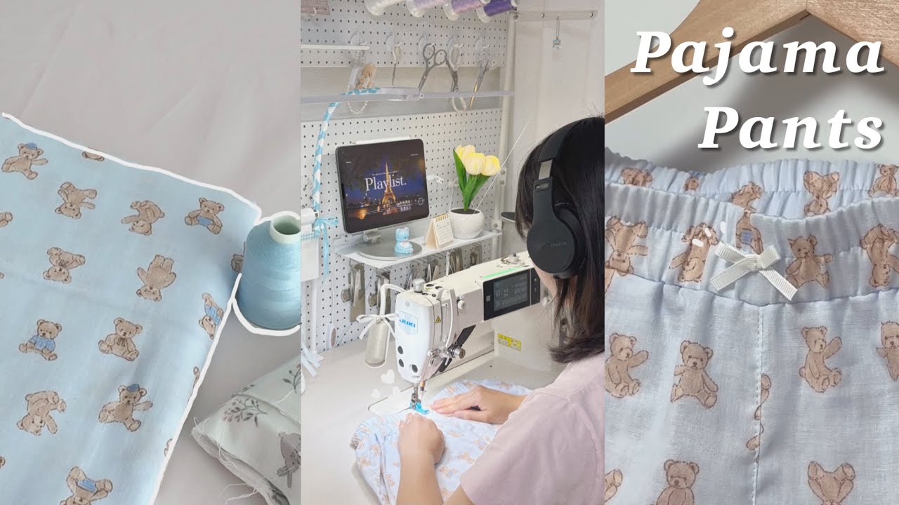 집순이 필수템✨ 나만의 파자마 만들기 | pajama pants | 소잉 브이로그