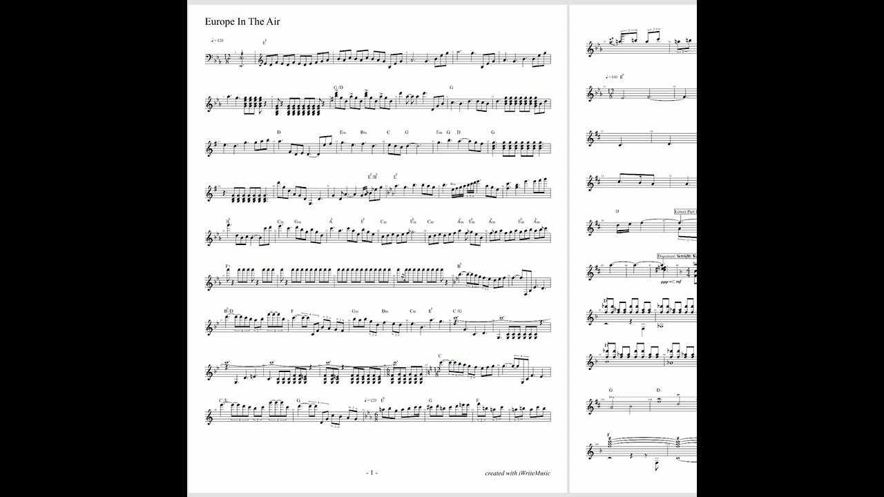 Europe In The Air Lead Sheet! (Busch Gardens Music) [By Ear,  Perfect Pitch!] Lead Sheet in Desc/Pin